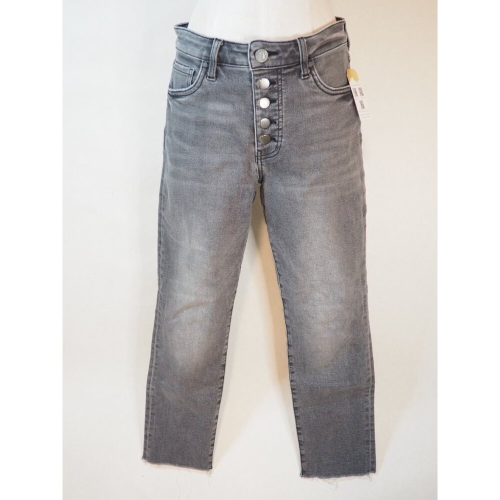 KUT From The Kloth Charcoal Black Straight Distressed Denim Jeans, US Size 4